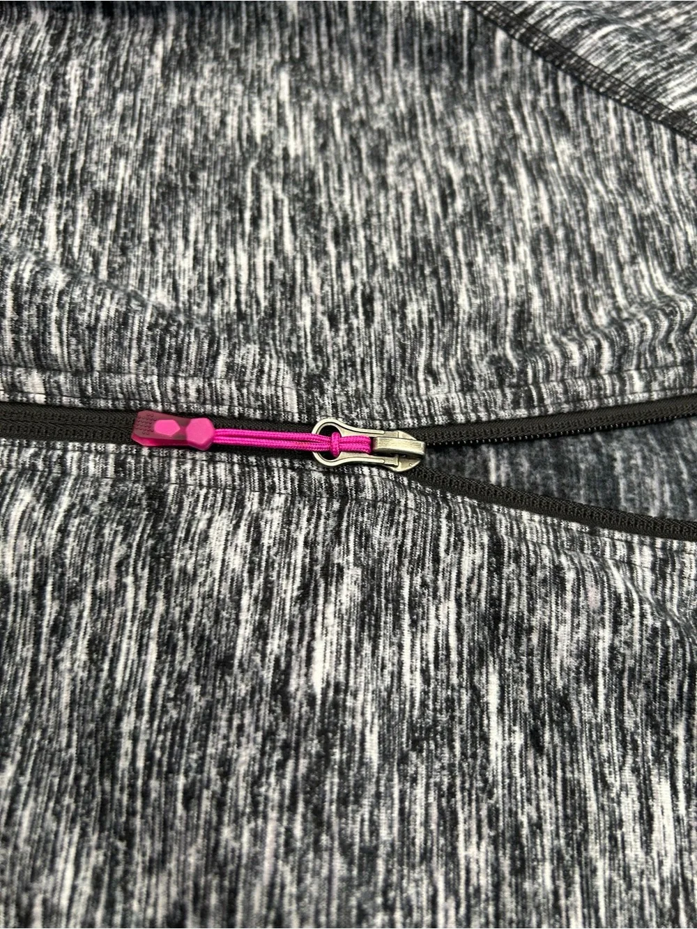 Heathered Gray Full-Zip Jacket with Pink Accents